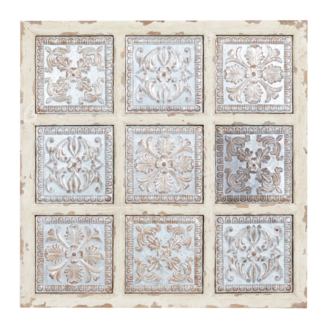 31&#x22; White Metal Rustic Floral Wall D&#xE9;cor